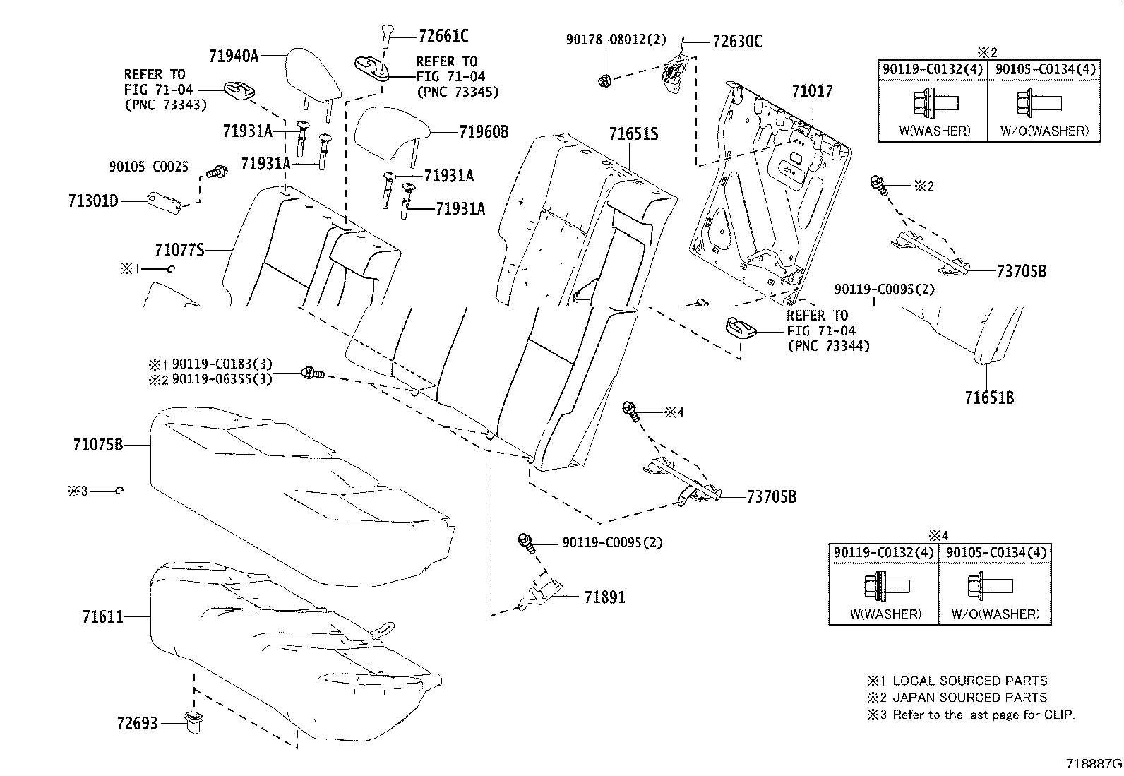 71017-02820 FRAME SUB-ASSY, REAR SEAT BACK, RH product image