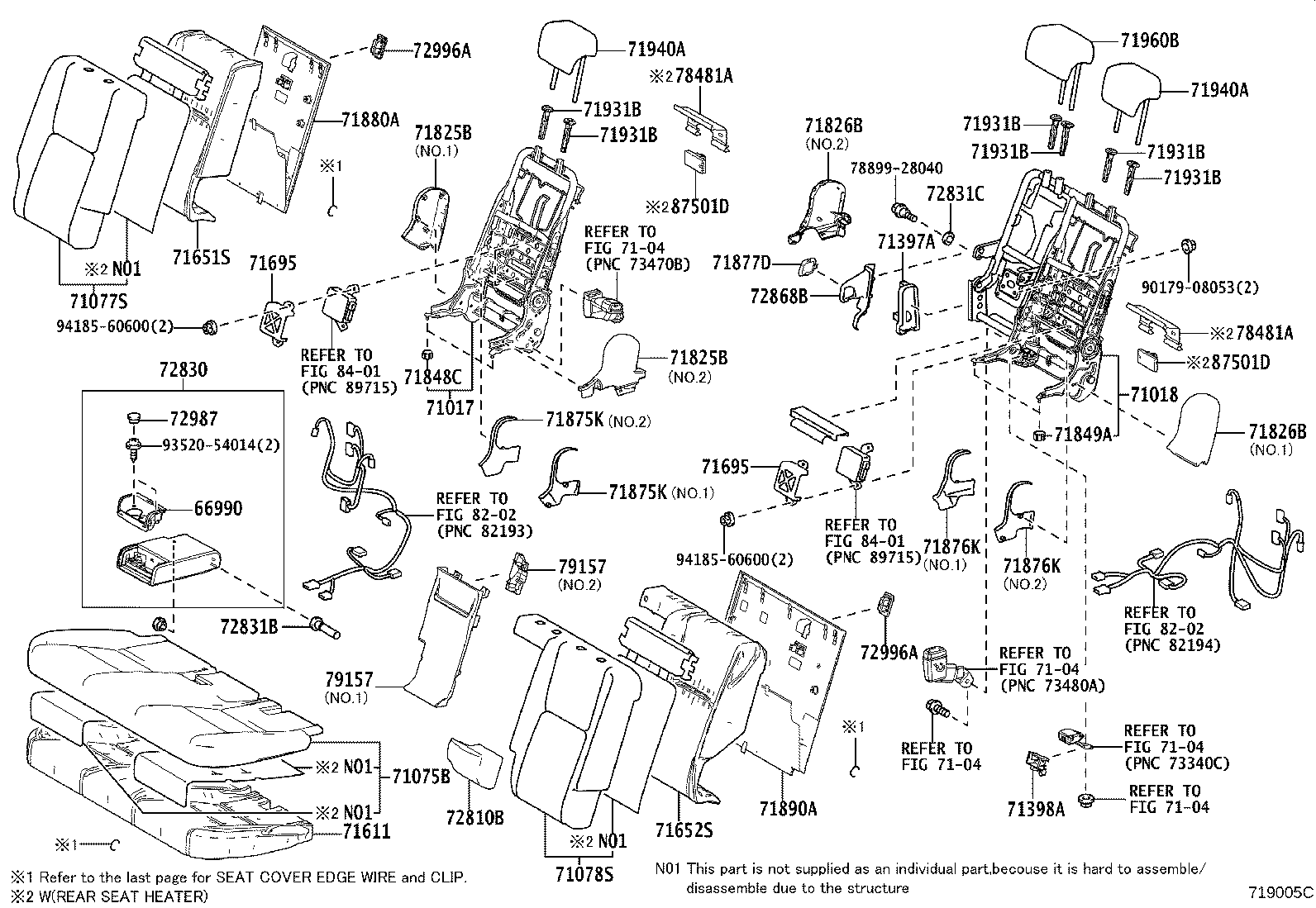 Toyota 71075-78201-C3 COVER, REAR SEAT CUSHION (FOR BENCH TYPE)