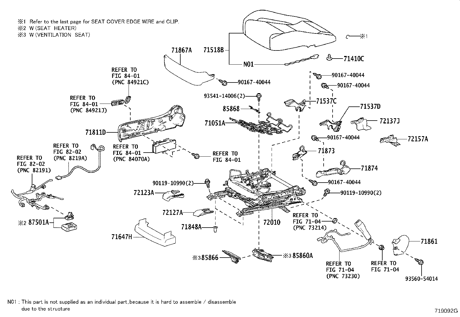 71101-24360-C0 PAD, FRONT SEAT CUSHION W/COVER, RH product image