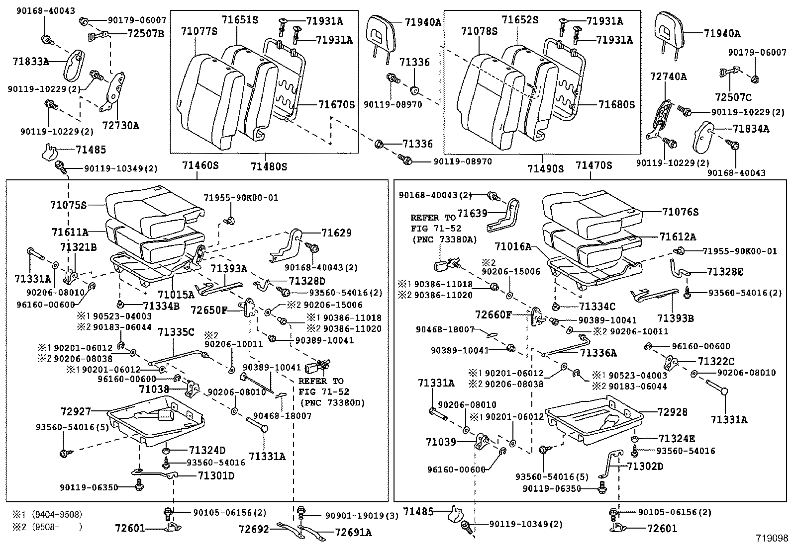 71015-42010 FRAME SUB-ASSY, REAR SEAT CUSHION, RH product image
