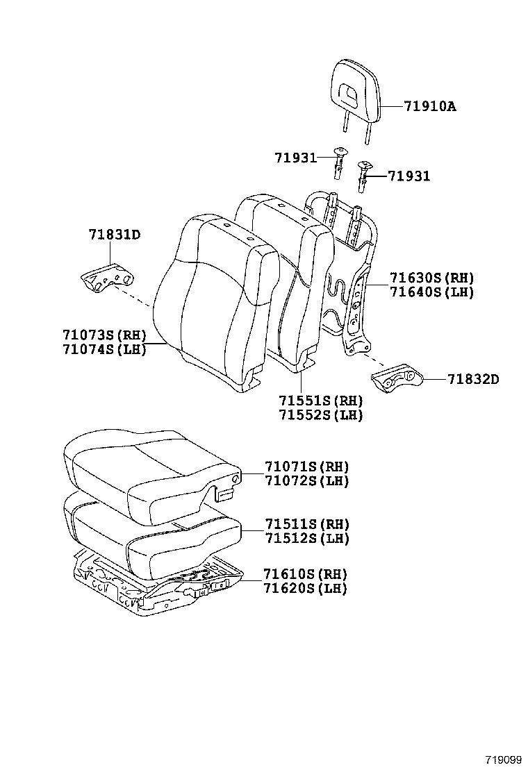 71017-42050 FRAME SUB-ASSY, REAR SEAT BACK, RH product image