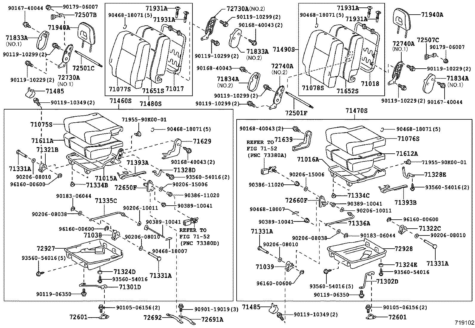 71017-42050 FRAME SUB-ASSY, REAR SEAT BACK, RH product image