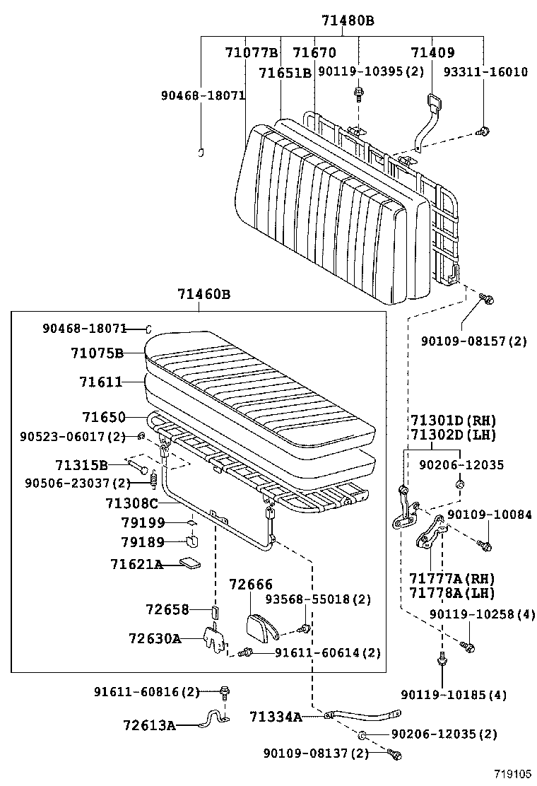 71012-37020 FRAME SUB-ASSY, FRONT SEAT CUSHION, LH product image