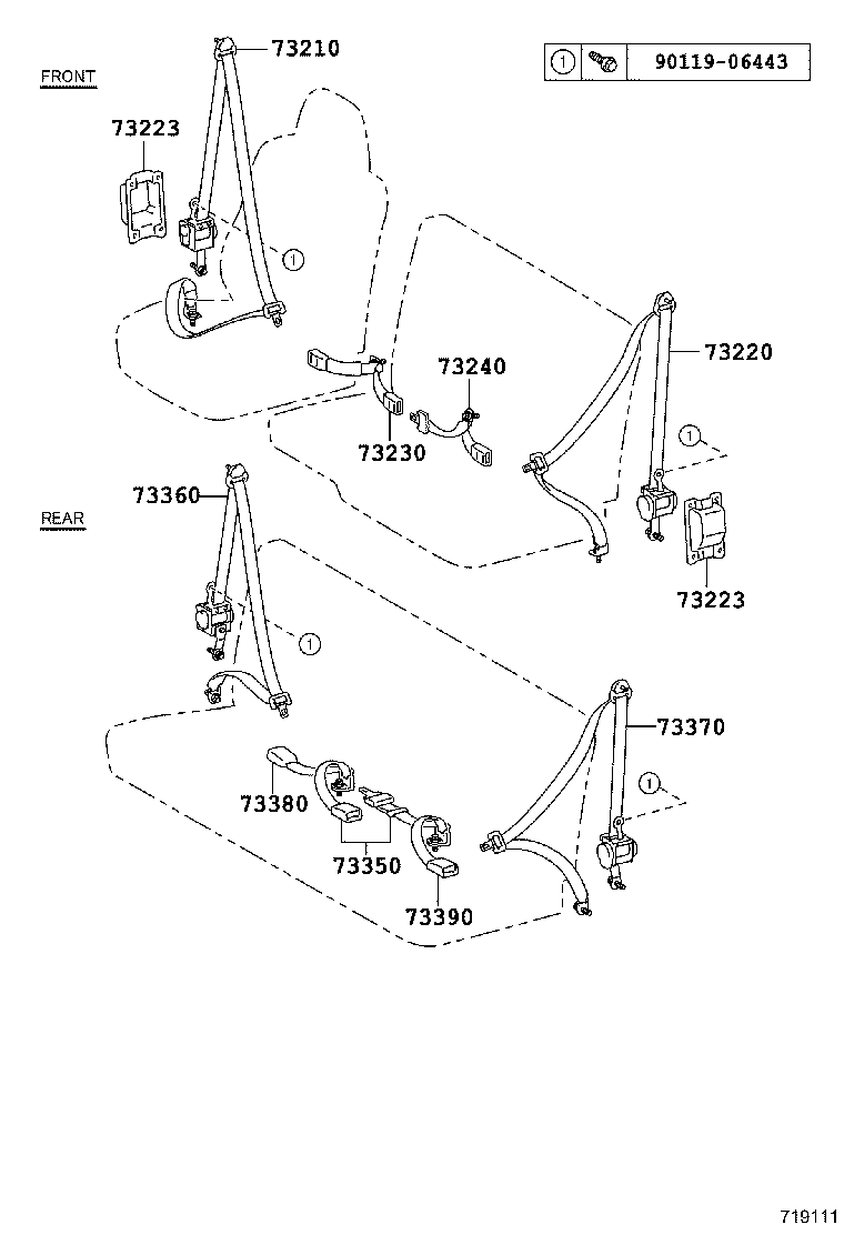 73240-37150-B0 BELT ASSY, FRONT SEAT INNER, LH product image