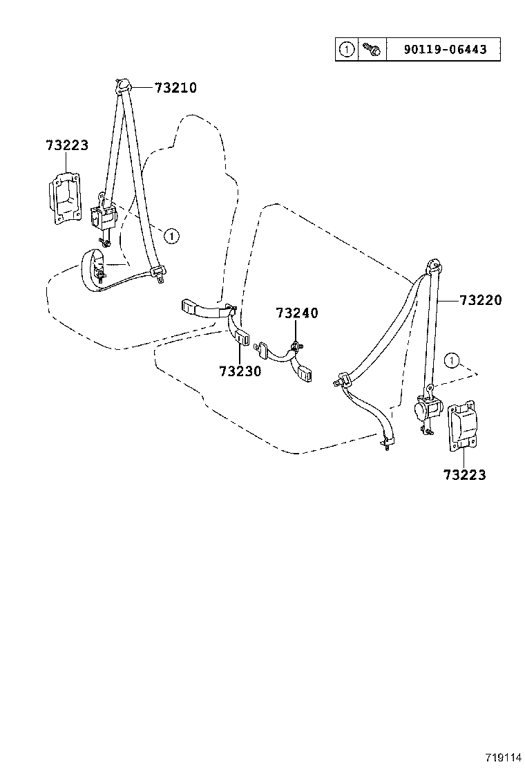 73330-37050-B0 BELT ASSY, REAR SEAT LAP TYPE, RH product image