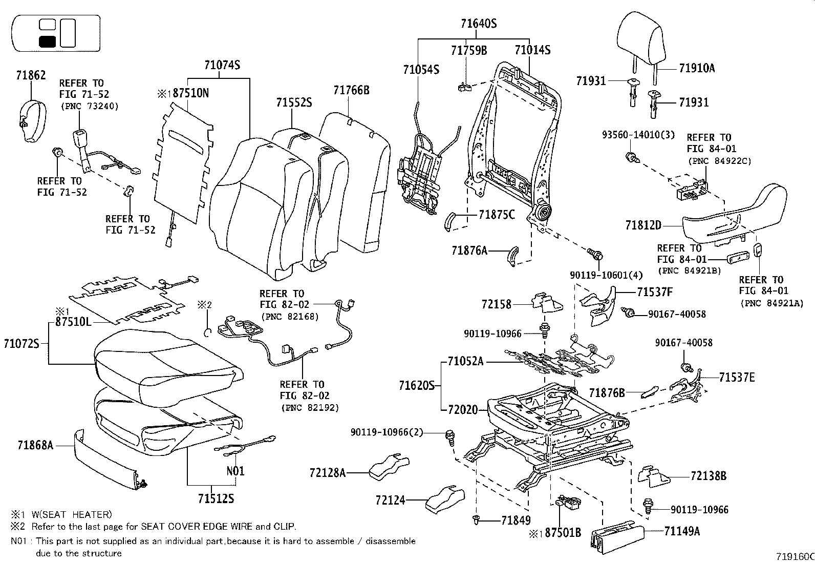71502-60430 PAD, FRONT SEAT CUSHION, LH (FOR SEPARATE TYPE) product image