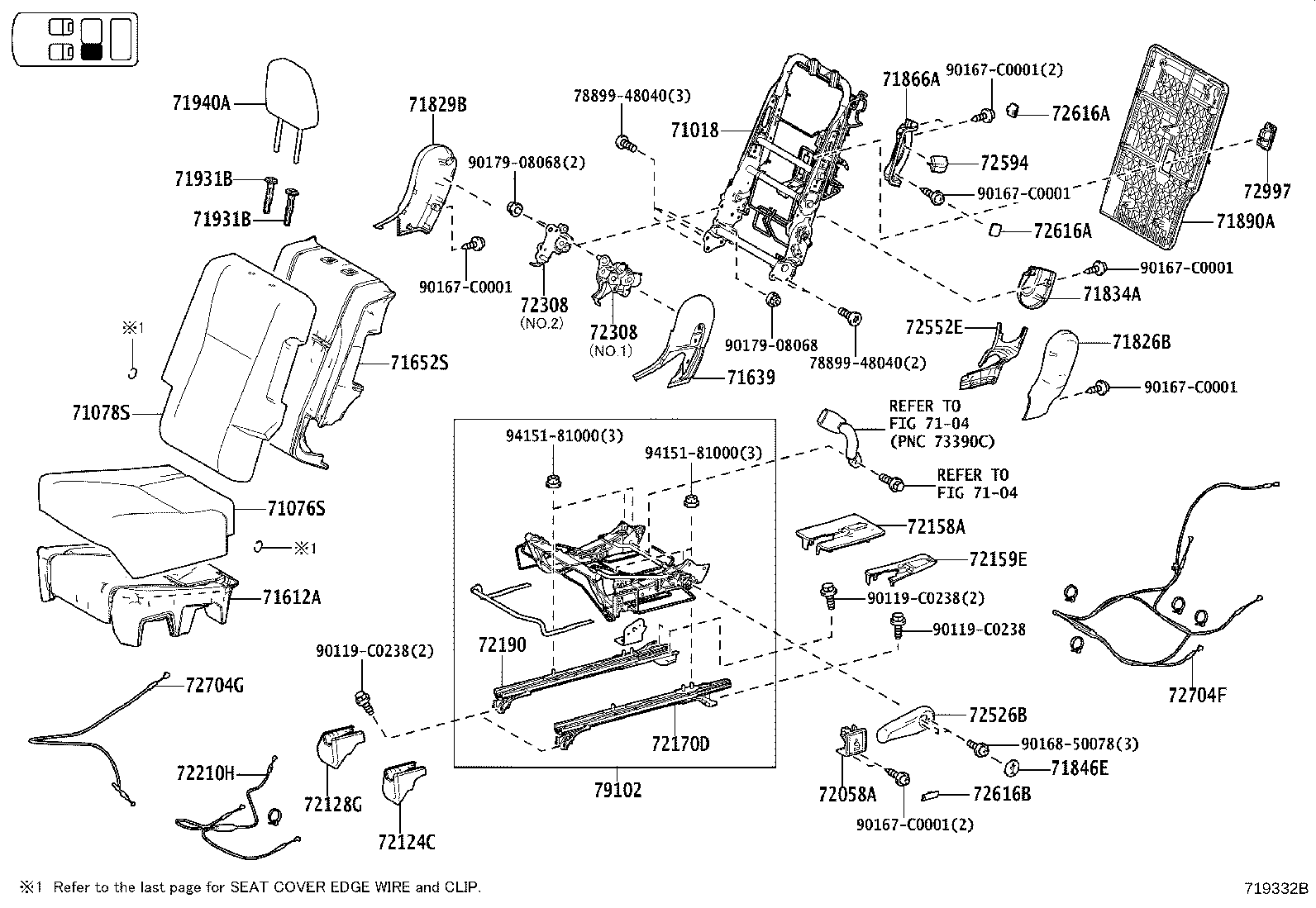 71017-0E110 FRAME SUB-ASSY, REAR SEAT BACK, RH product image