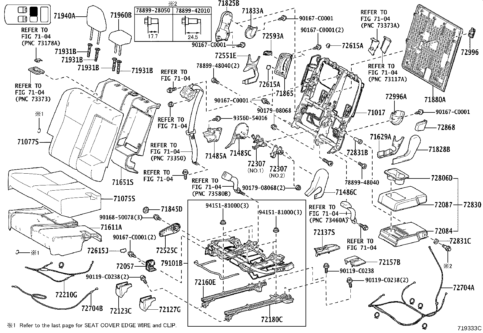71017-0E110 FRAME SUB-ASSY, REAR SEAT BACK, RH product image