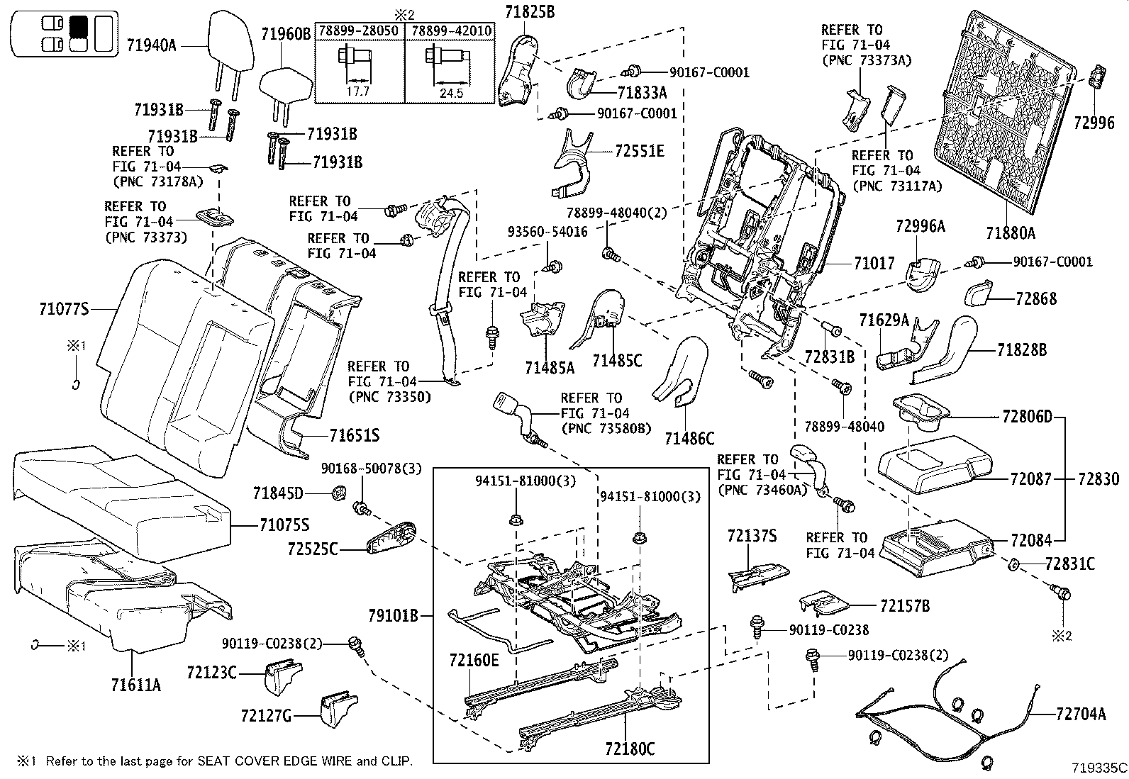 71017-0E110 FRAME SUB-ASSY, REAR SEAT BACK, RH product image