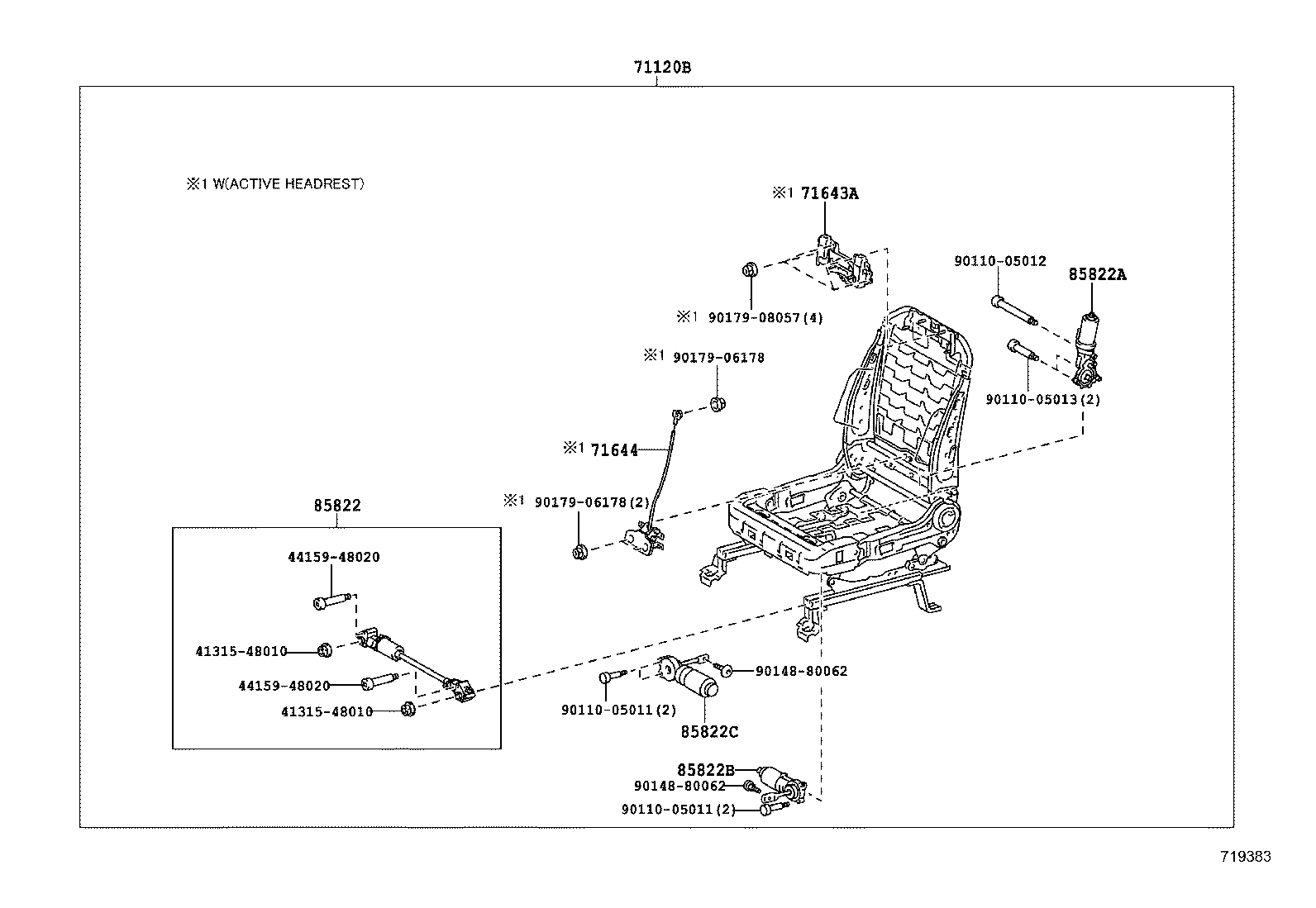 71017-42121 FRAME SUB-ASSY, REAR SEAT BACK, RH product image