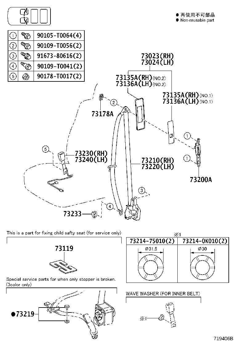 73719-KK010 BRACKET, CHILD RESTRAINT SEAT TETHER ANCHOR product image