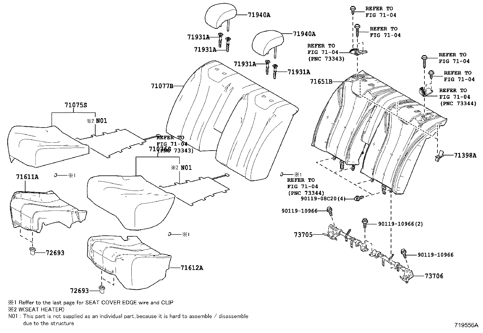 71075-62010-J2 COVER, REAR SEAT CUSHION, RH (FOR SEPARATE TYPE) product image