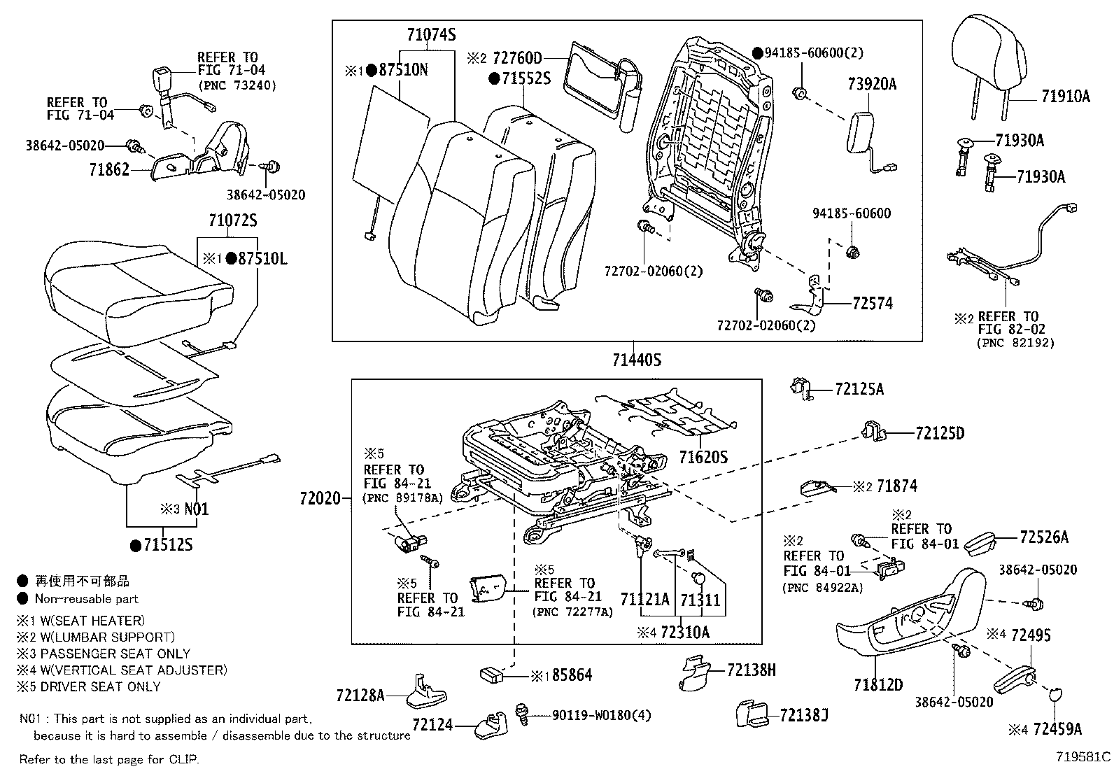 71501-05080 PAD, FRONT SEAT CUSHION, RH(FOR SEPARATE TYPE) product image