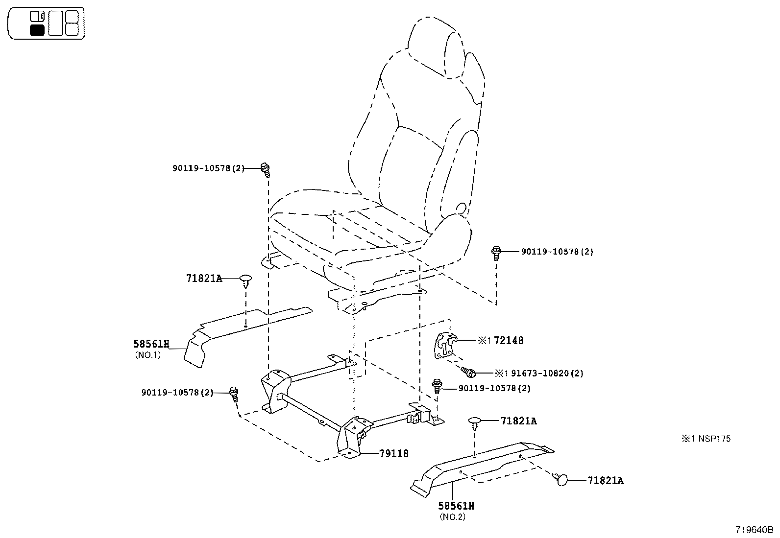 71502-D1010 PAD, FRONT SEAT CUSHION, LH (FOR SEPARATE TYPE) product image