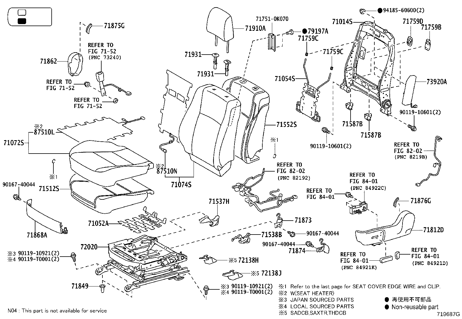 71503-0K050 PAD, NO.1 SEAT CUSHION, RH product image