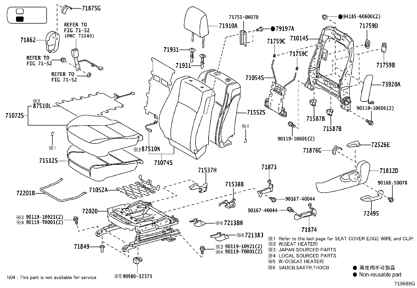 71503-0K050 PAD, NO.1 SEAT CUSHION, RH product image
