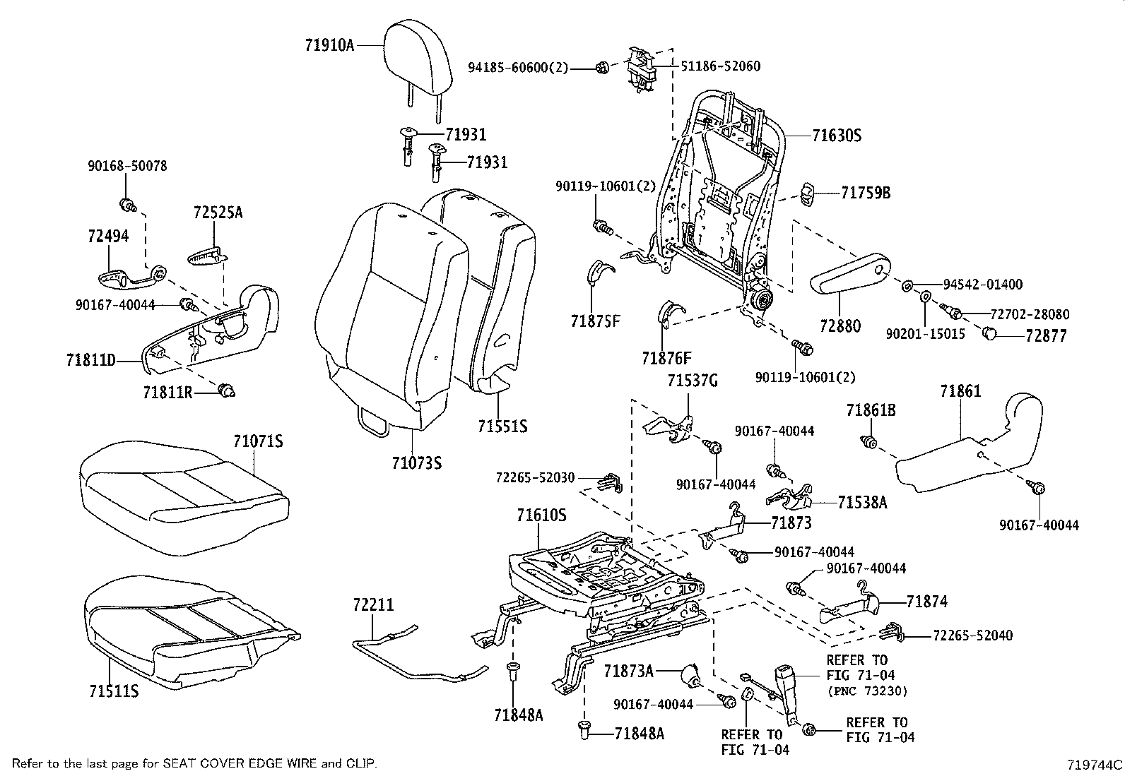 71502-52170 PAD, FRONT SEAT CUSHION, LH (FOR SEPARATE TYPE) product image