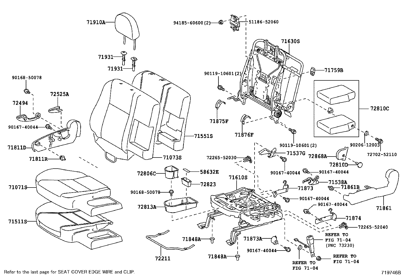 71502-52170 PAD, FRONT SEAT CUSHION, LH (FOR SEPARATE TYPE) product image