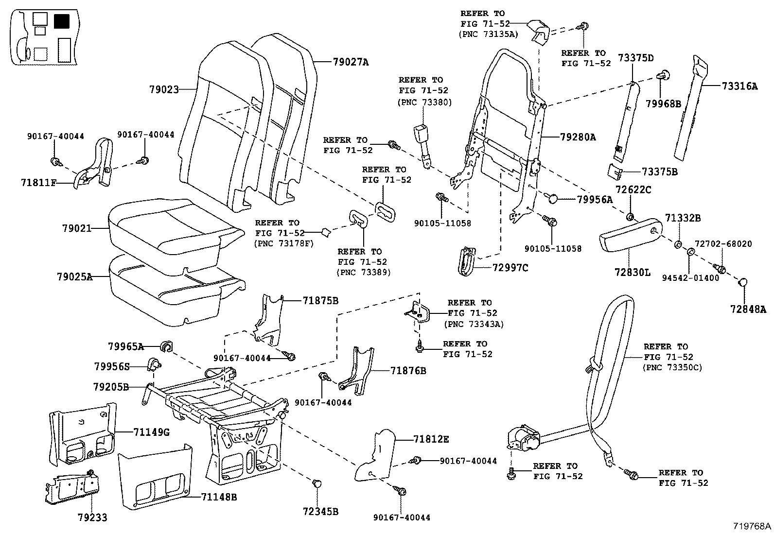 71307-0S010 BRACKET SUB-ASSY, REAR SEAT CUSHION SUPPORT, RH product image