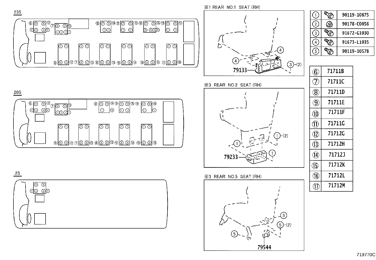71307-0S010 BRACKET SUB-ASSY, REAR SEAT CUSHION SUPPORT, RH product image