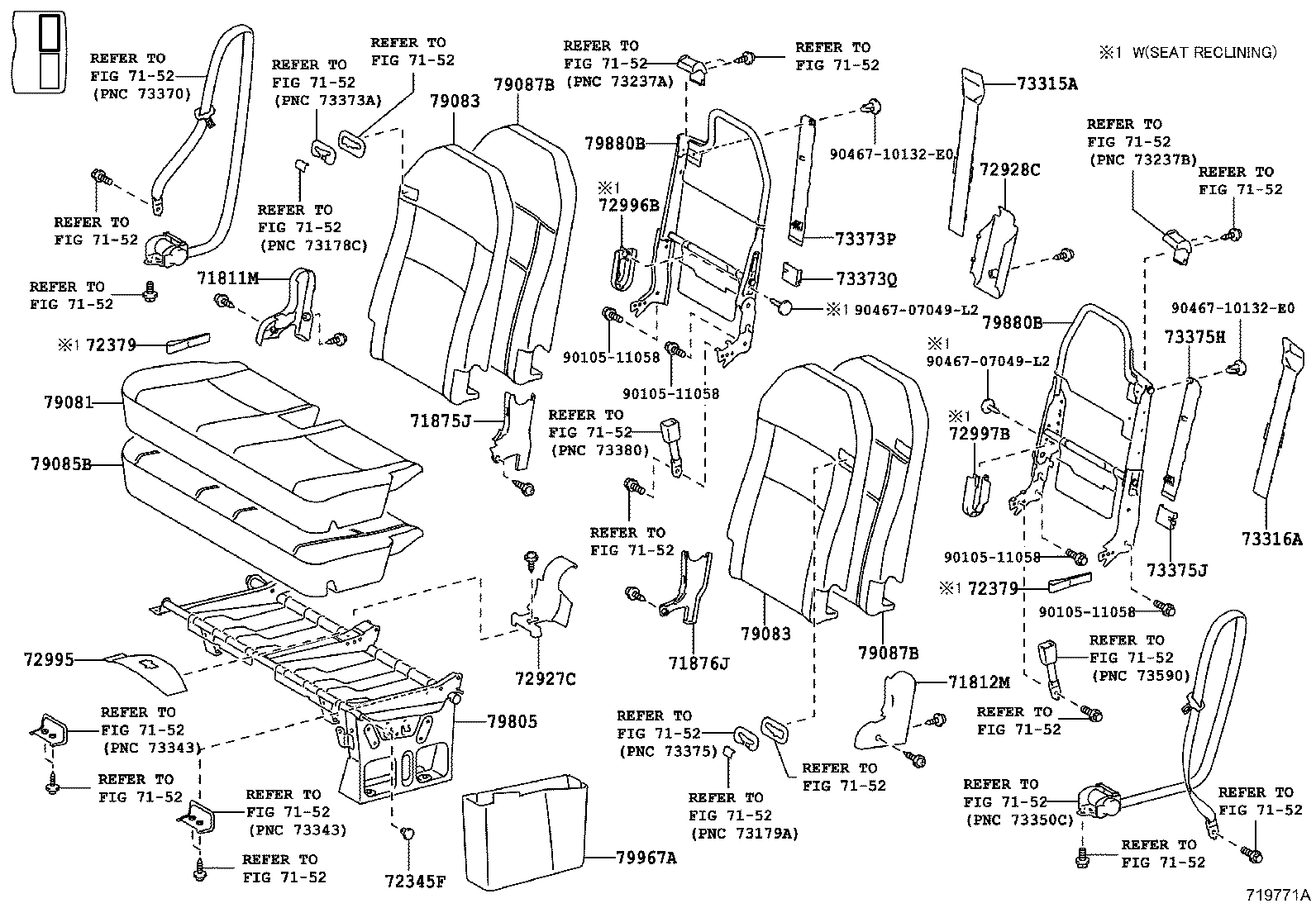 71307-0S010 BRACKET SUB-ASSY, REAR SEAT CUSHION SUPPORT, RH product image