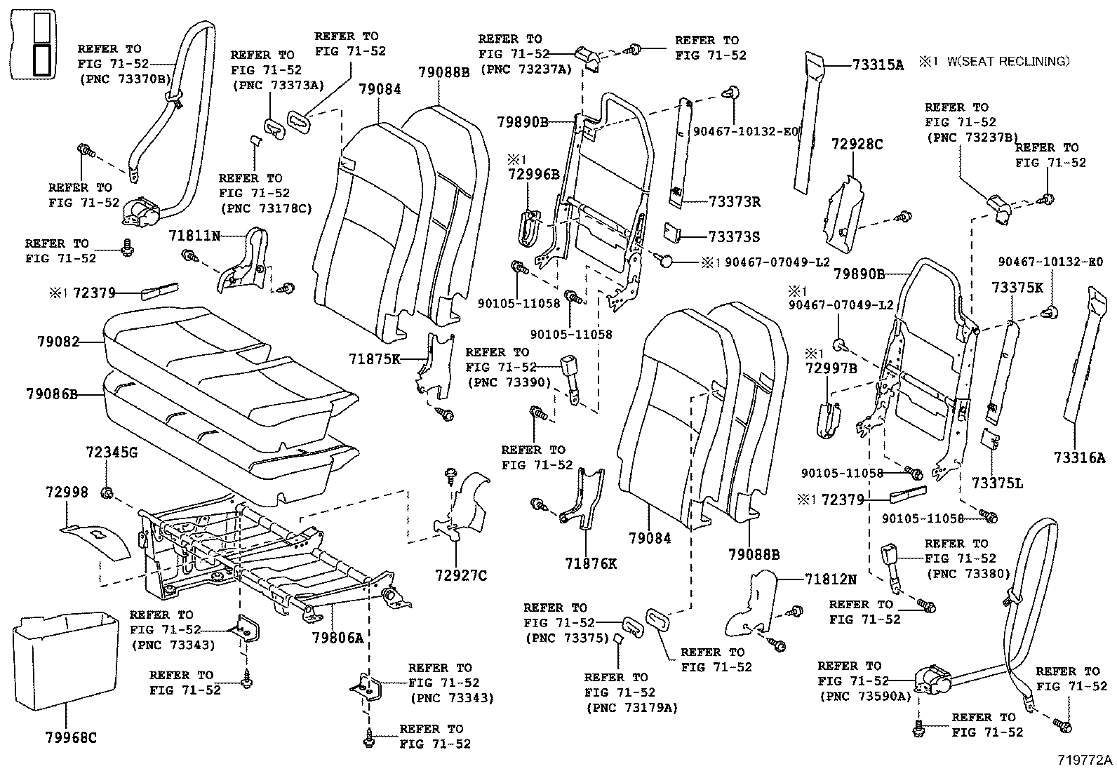 71307-0S010 BRACKET SUB-ASSY, REAR SEAT CUSHION SUPPORT, RH product image