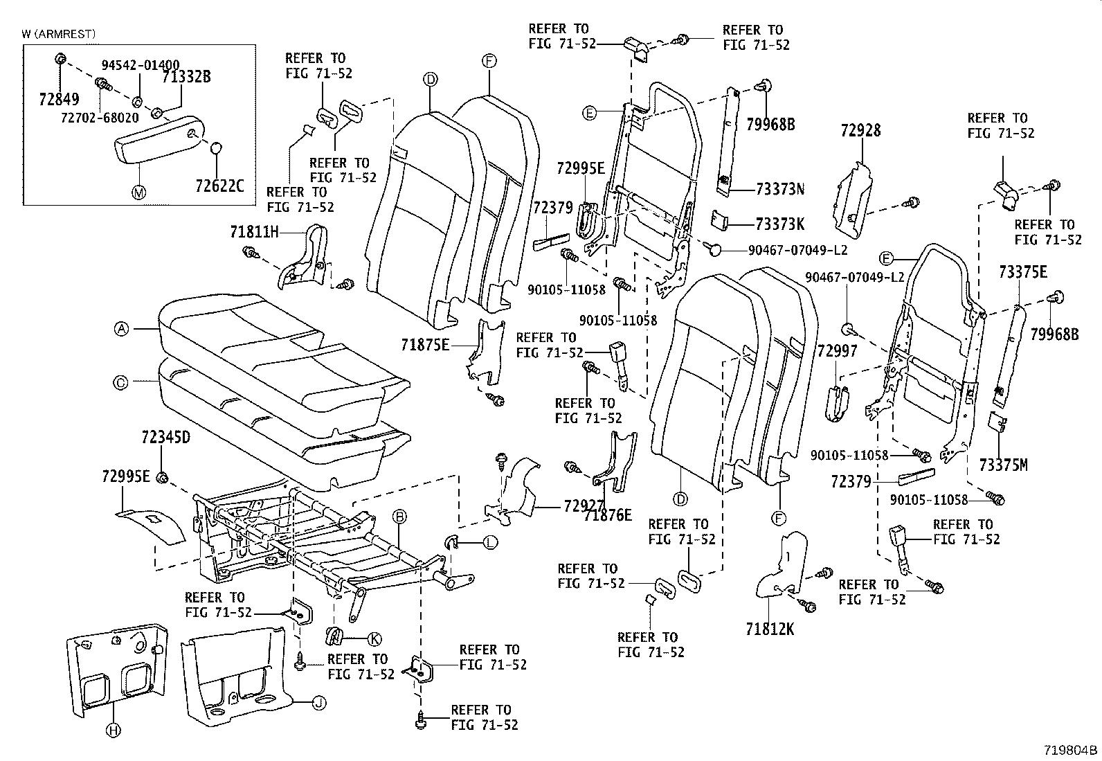 71307-0S010 BRACKET SUB-ASSY, REAR SEAT CUSHION SUPPORT, RH product image