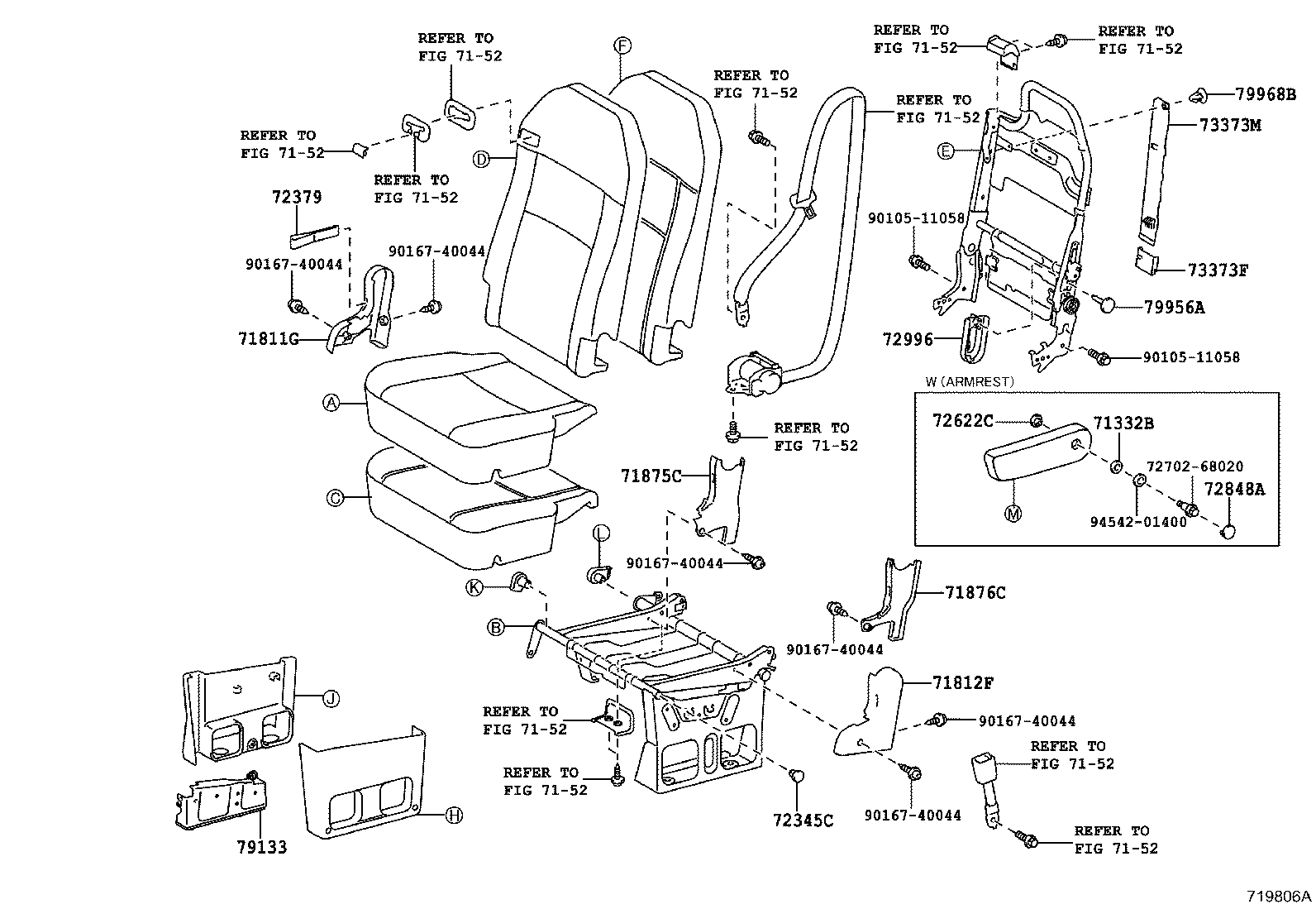 71307-0S010 BRACKET SUB-ASSY, REAR SEAT CUSHION SUPPORT, RH product image