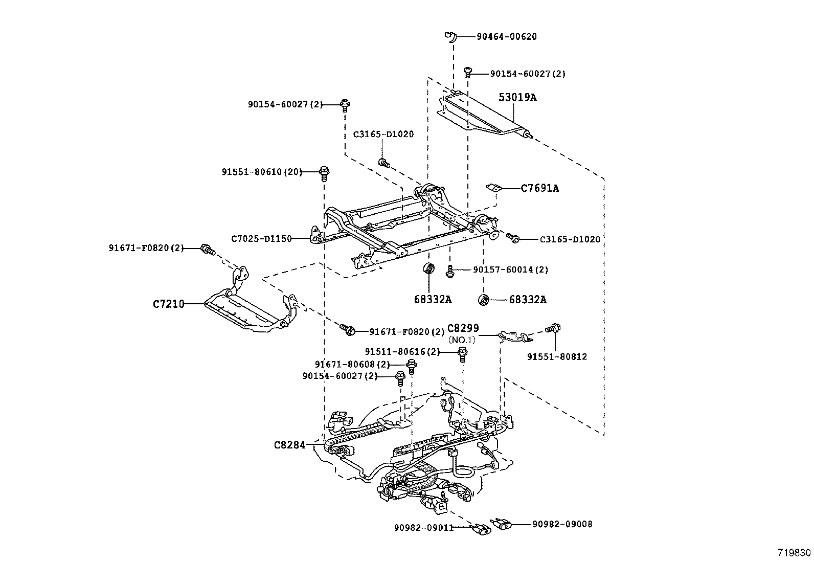 71502-52250 PAD, FRONT SEAT CUSHION, LH (FOR SEPARATE TYPE) product image