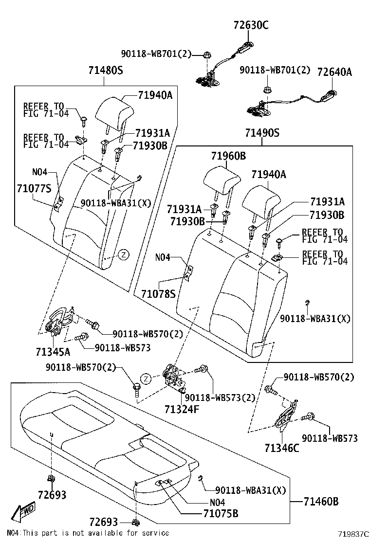 Toyota 71078-WB011 COVER, REAR SEAT BACK, LH(FOR SEPARATE TYPE)