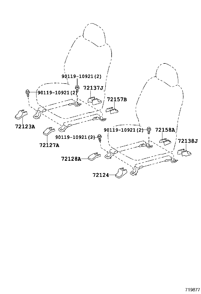 71016-60280 FRAME SUB-ASSY, REAR SEAT CUSHION, LH product image