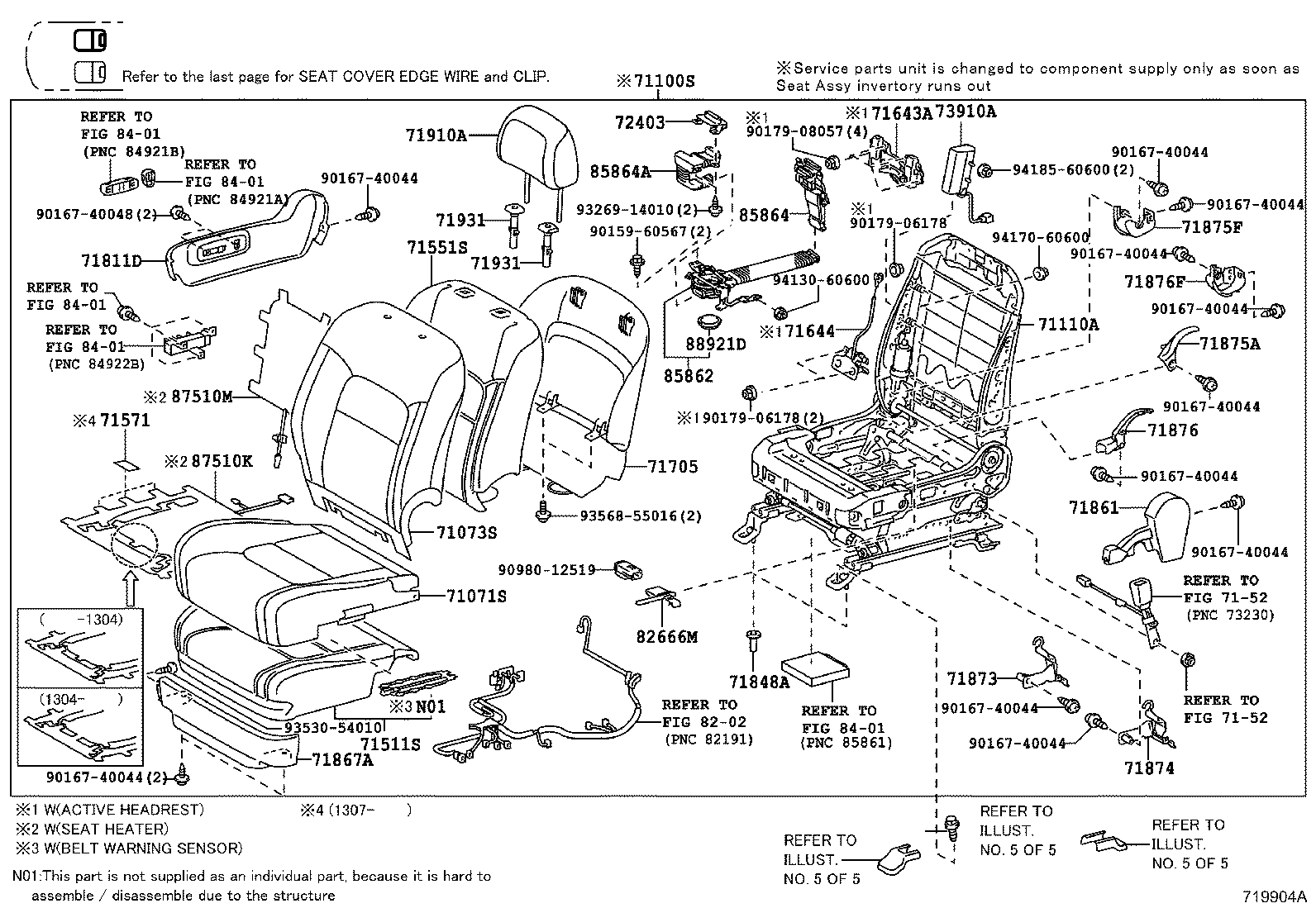 71033-60300 LEG SUB-ASSY, REAR SEAT CUSHION product image