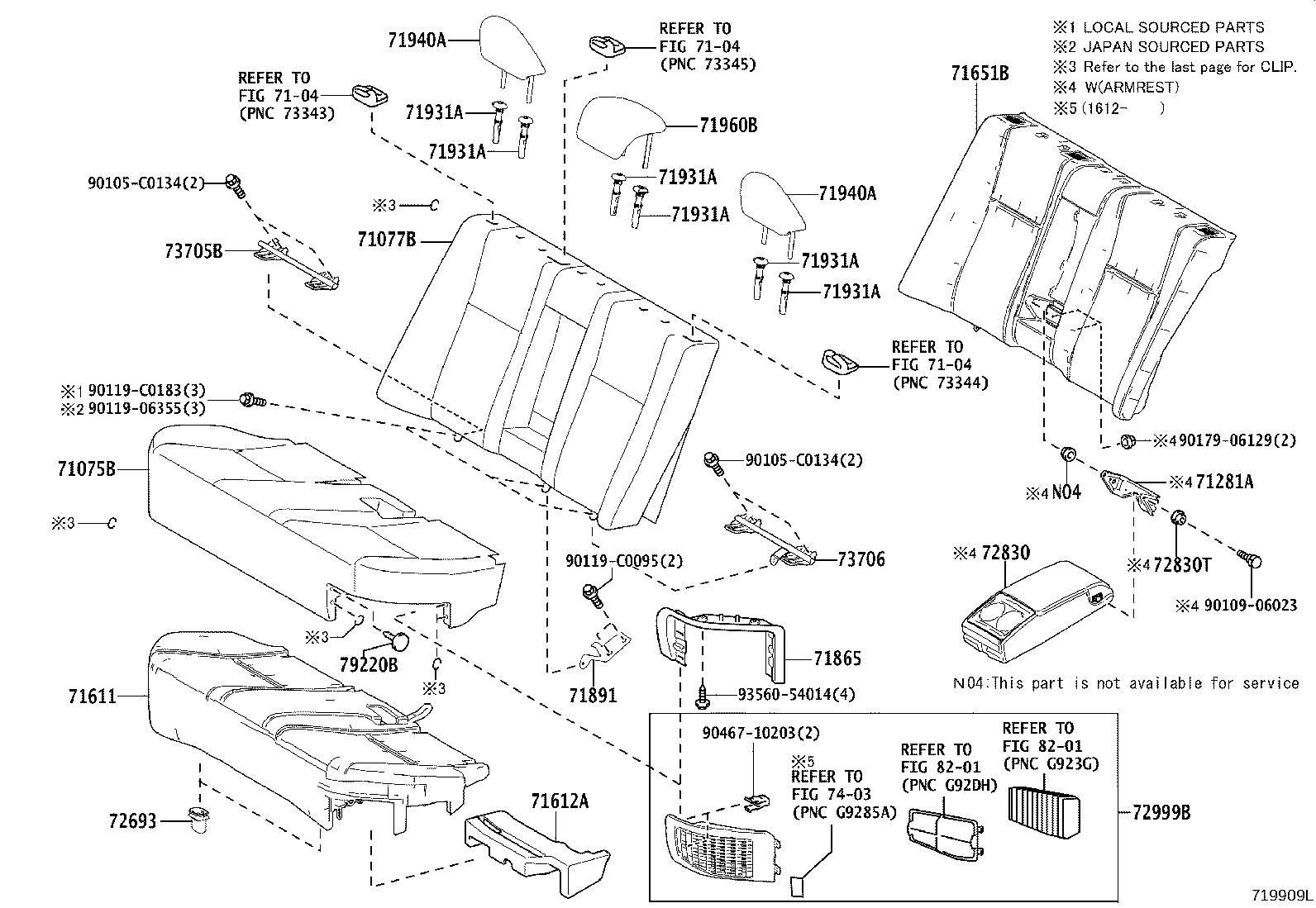 71017-02820 FRAME SUB-ASSY, REAR SEAT BACK, RH product image
