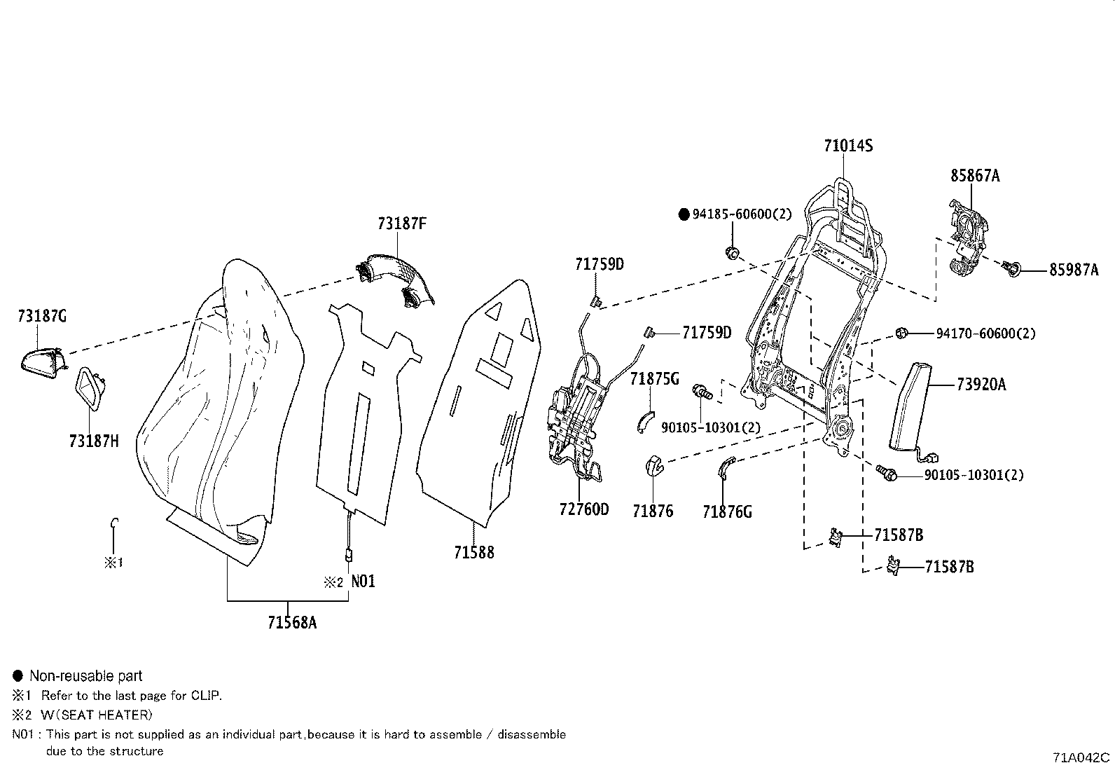 Toyota 71101-30500-C4 PAD, FRONT SEAT CUSHION W/COVER, RH