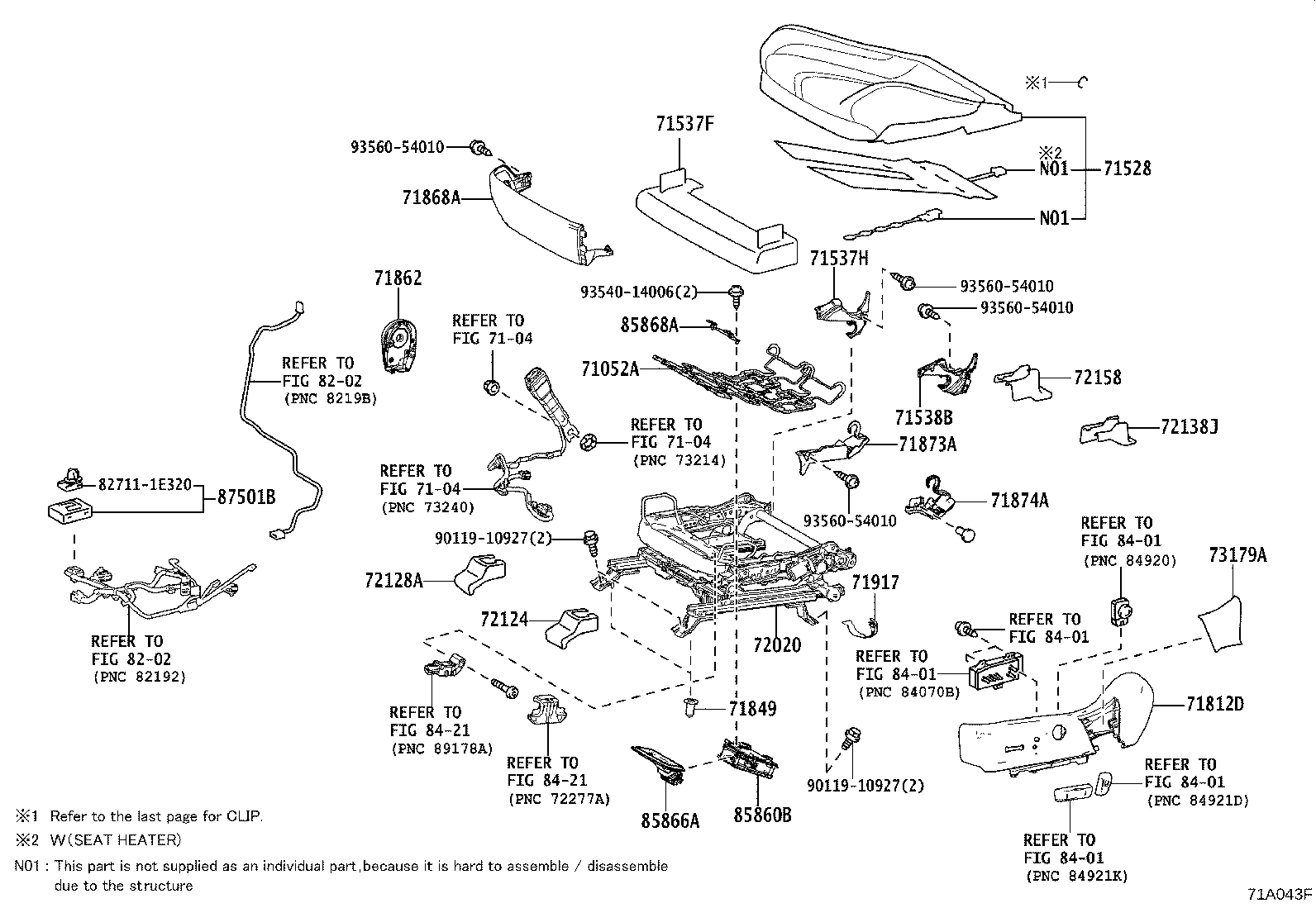 71014-30B50 FRAME SUB-ASSY, FRONT SEAT BACK, LH product image