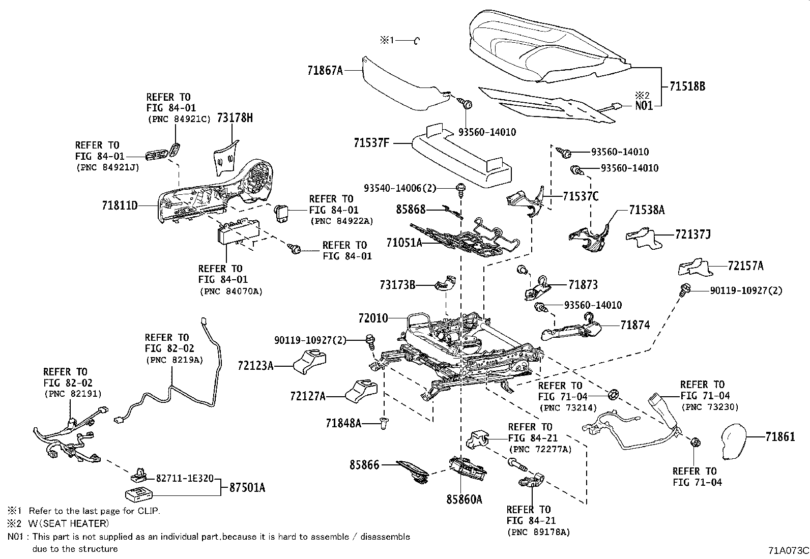 71101-30540-B0 PAD, FRONT SEAT CUSHION W/COVER, RH product image