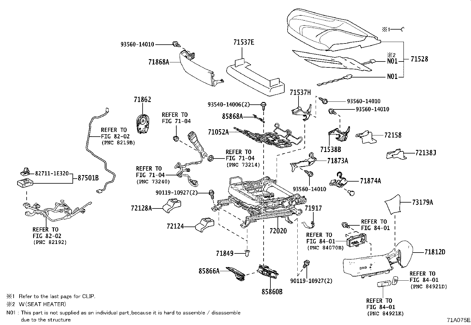 71101-30540-B0 PAD, FRONT SEAT CUSHION W/COVER, RH product image