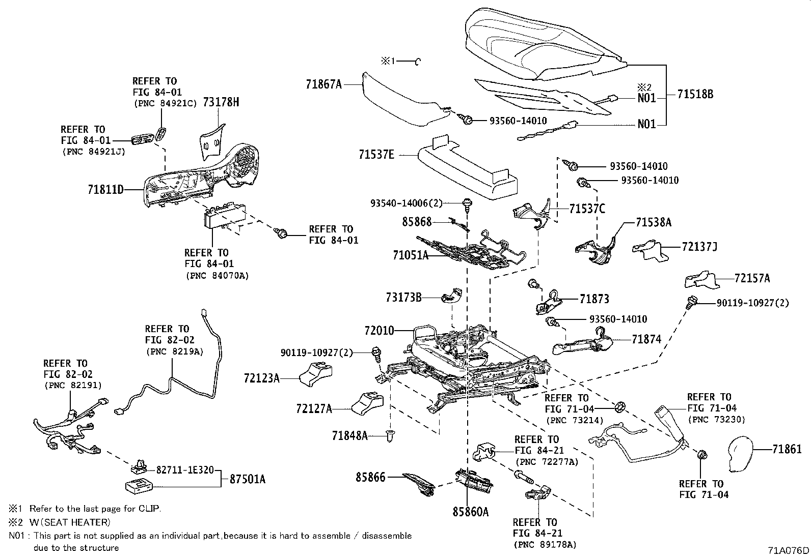 71101-30540-B0 PAD, FRONT SEAT CUSHION W/COVER, RH product image
