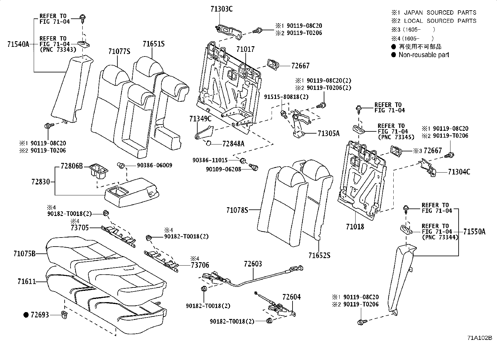71017-06191 FRAME SUB-ASSY, REAR SEAT BACK, RH product image