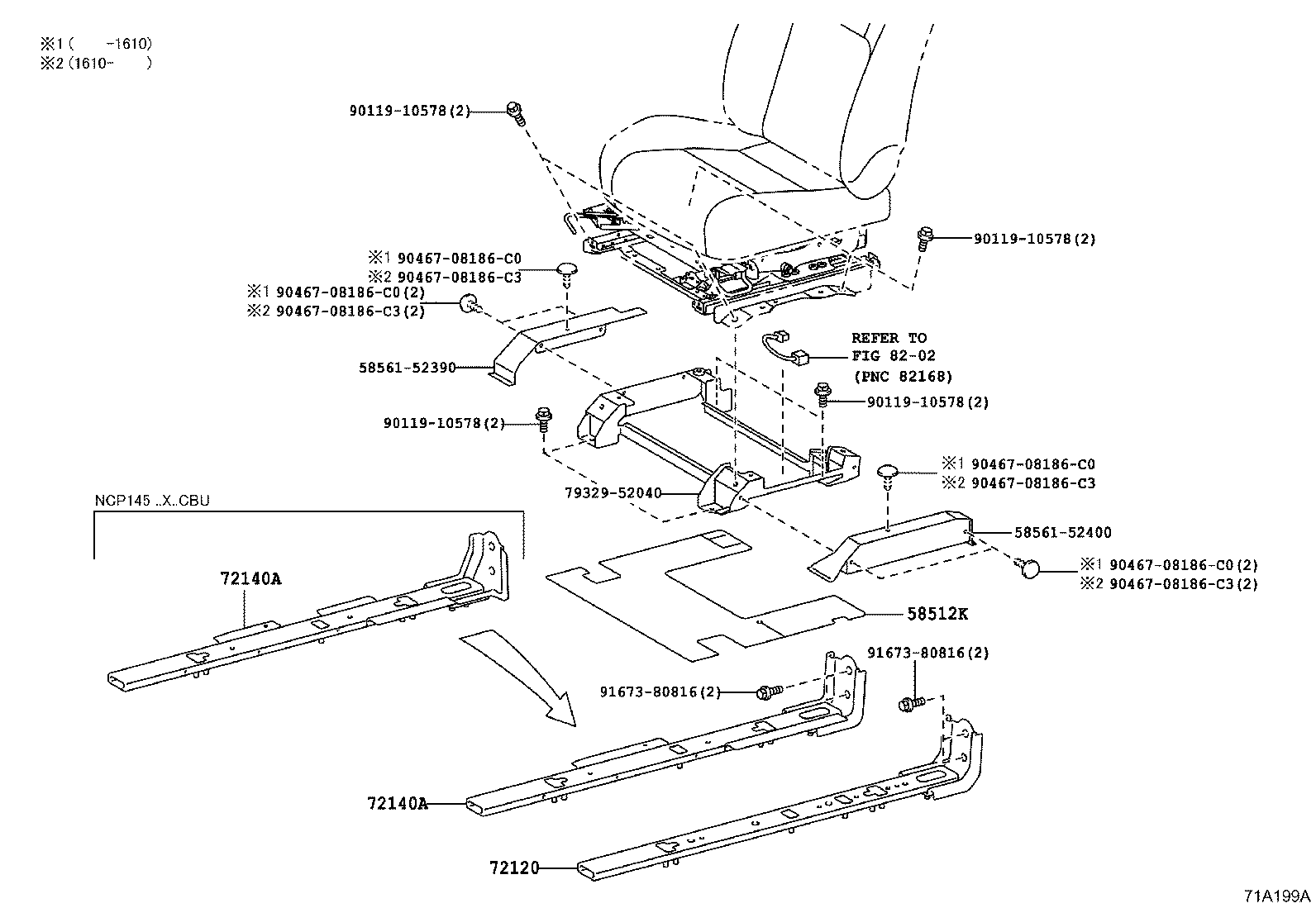 71502-52250 PAD, FRONT SEAT CUSHION, LH (FOR SEPARATE TYPE) product image