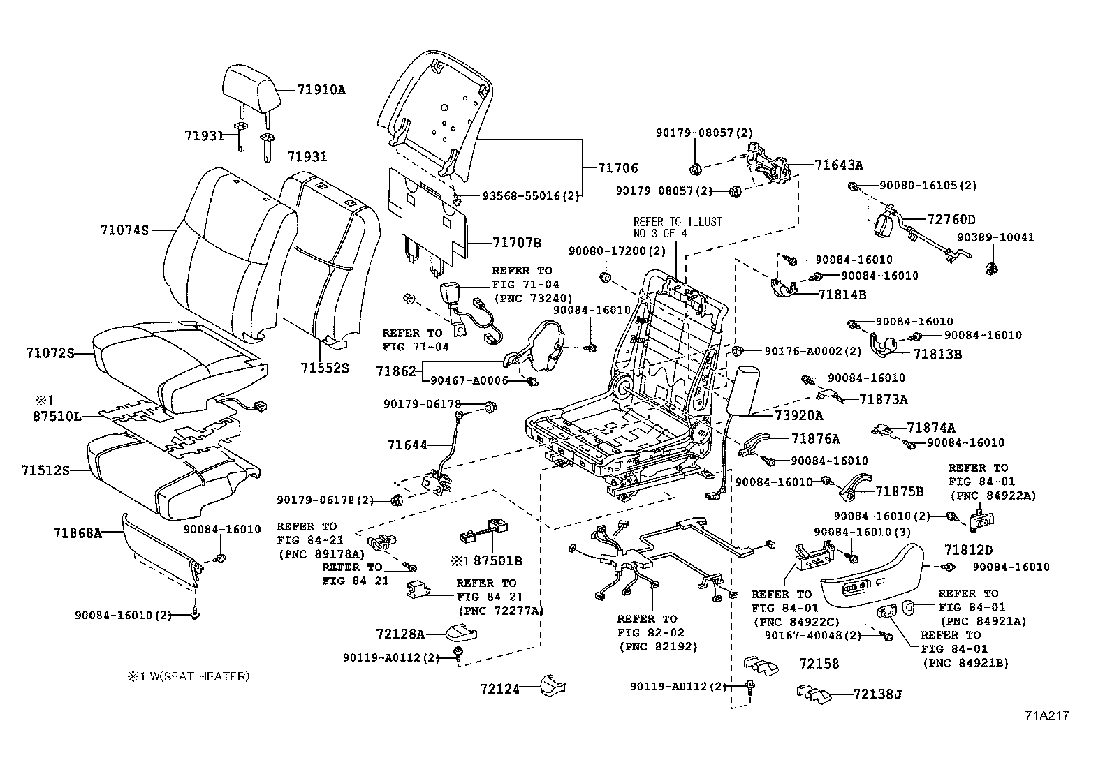 71120-07010 FRAME ASSY, FRONT SEAT W/ADJUSTER, LH product image