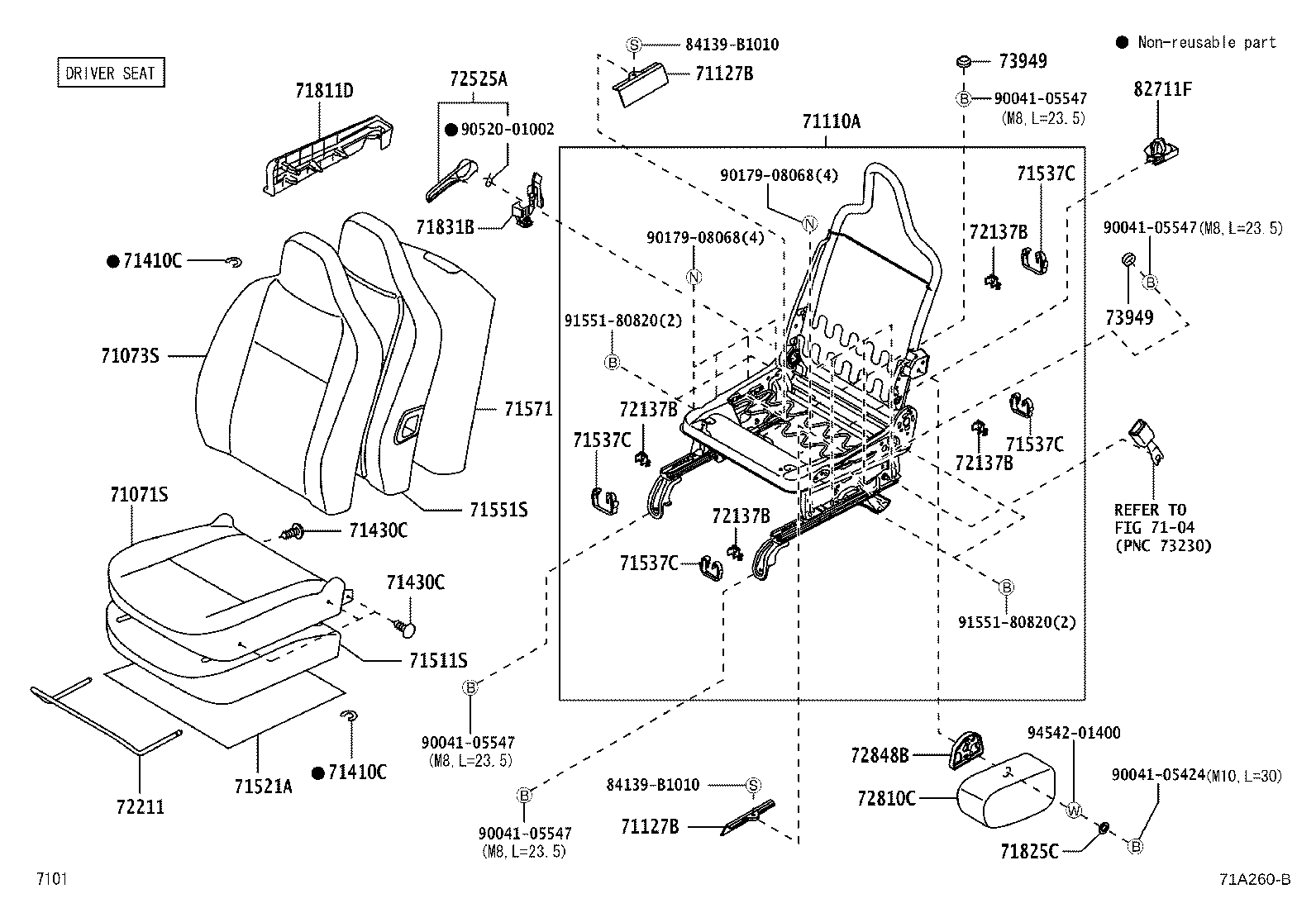71502-BZ330 PAD, FRONT SEAT CUSHION, LH (FOR SEPARATE TYPE) product image