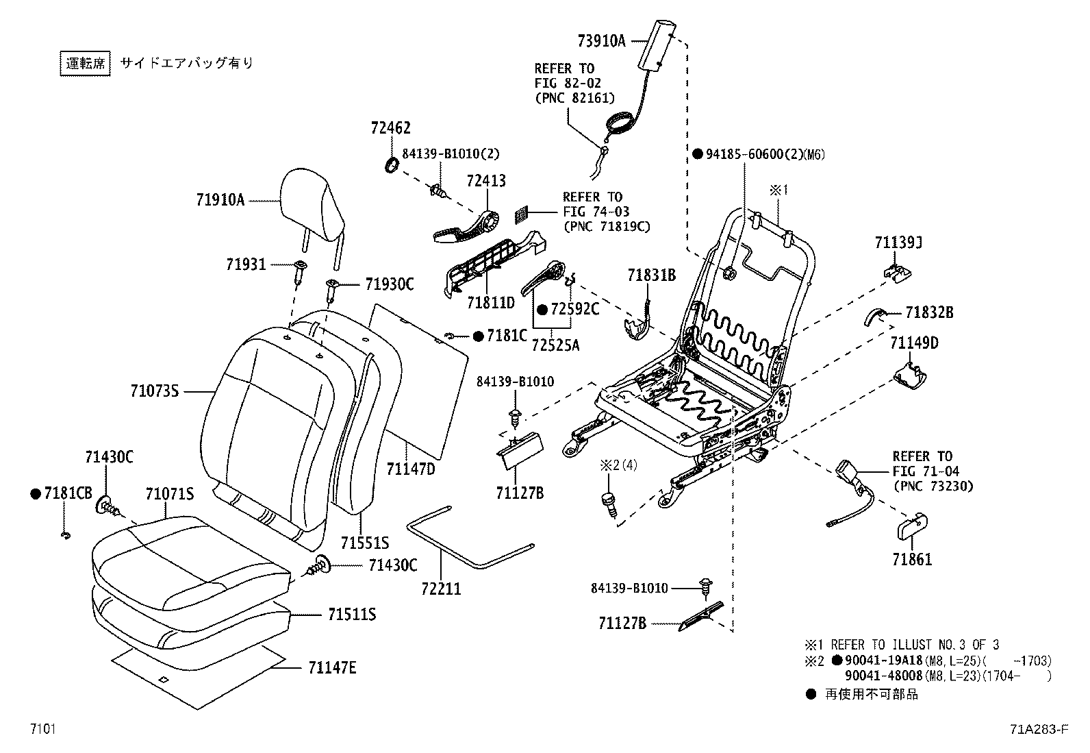 71501-B2831 PAD, FRONT SEAT CUSHION, RH(FOR SEPARATE TYPE) product image