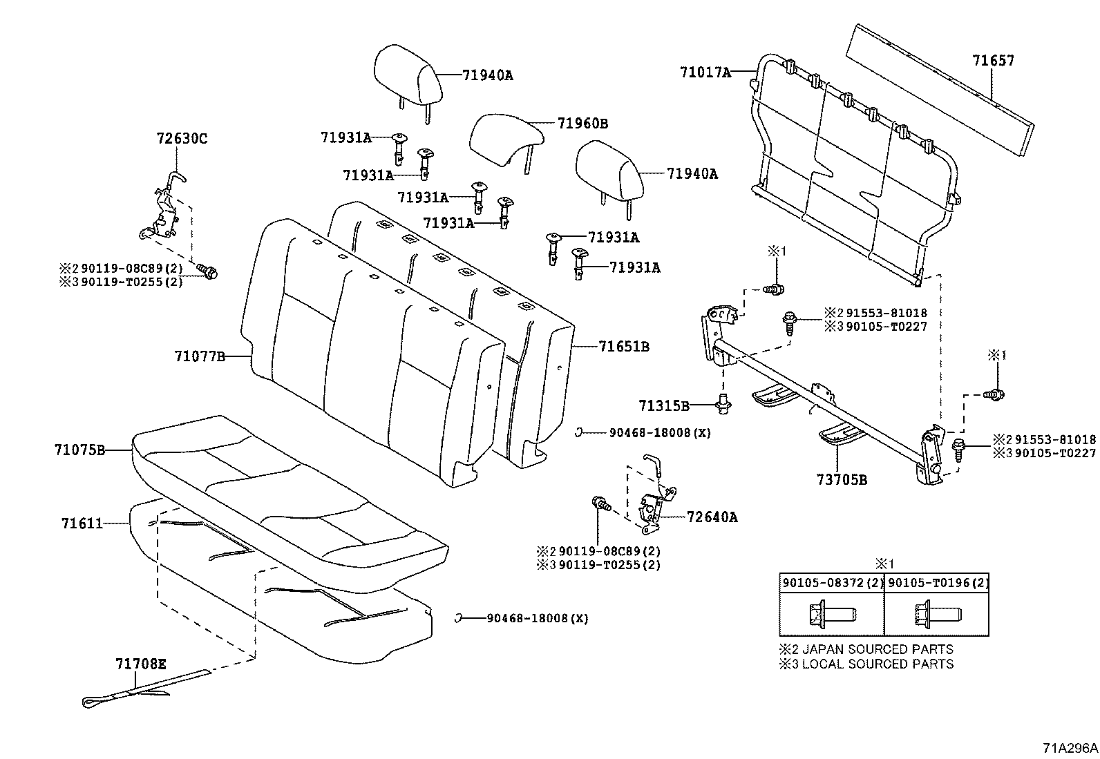 71017-0D730 FRAME SUB-ASSY, REAR SEAT BACK product image
