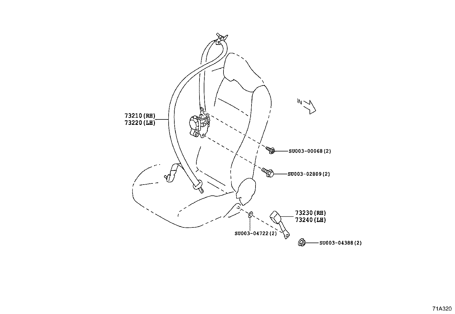 SU003-08189 BRACKET, CHILD RESTRAINT SEAT TETHER ANCHOR product image
