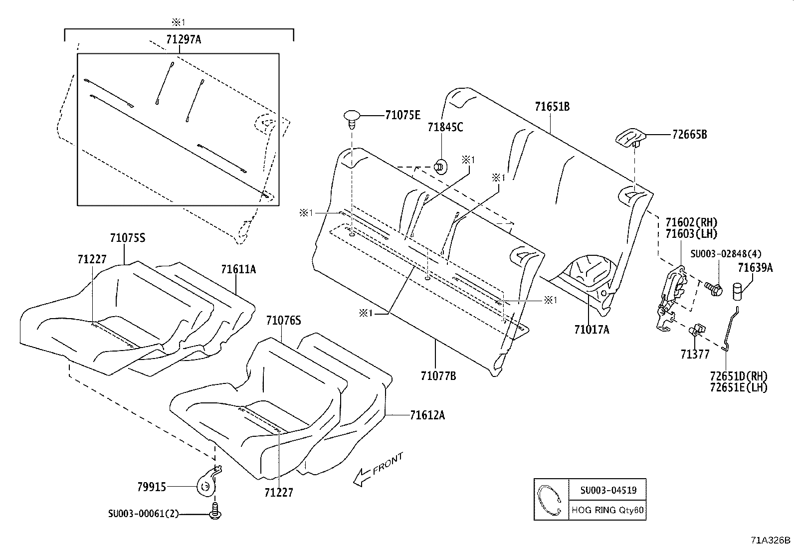SU003-08149 COVER, REAR SEAT CUSHION, RH (FOR SEPARATE TYPE) product image