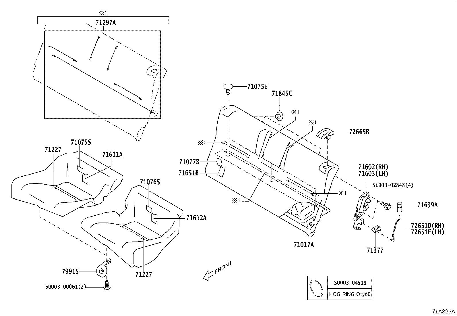 SU003-07415 COVER, REAR SEAT CUSHION, LH (FOR SEPARATE TYPE) product image