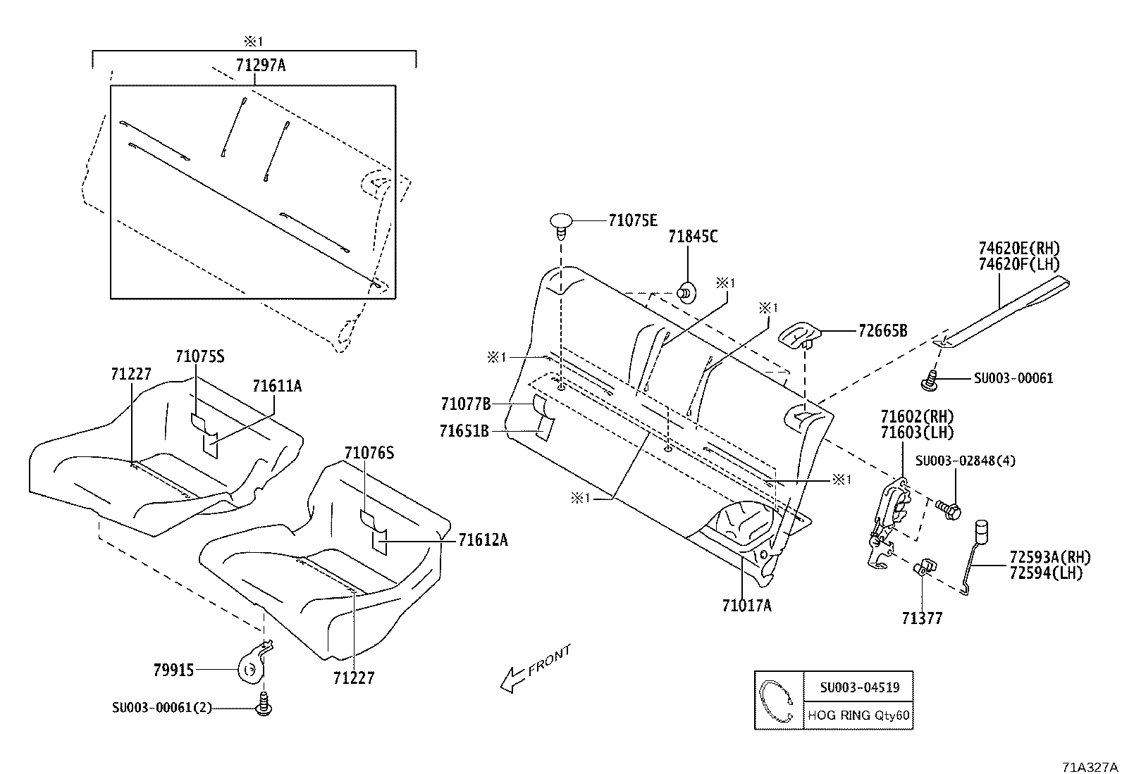 Toyota SU003-07759 COVER, REAR SEAT CUSHION, LH (FOR SEPARATE TYPE)