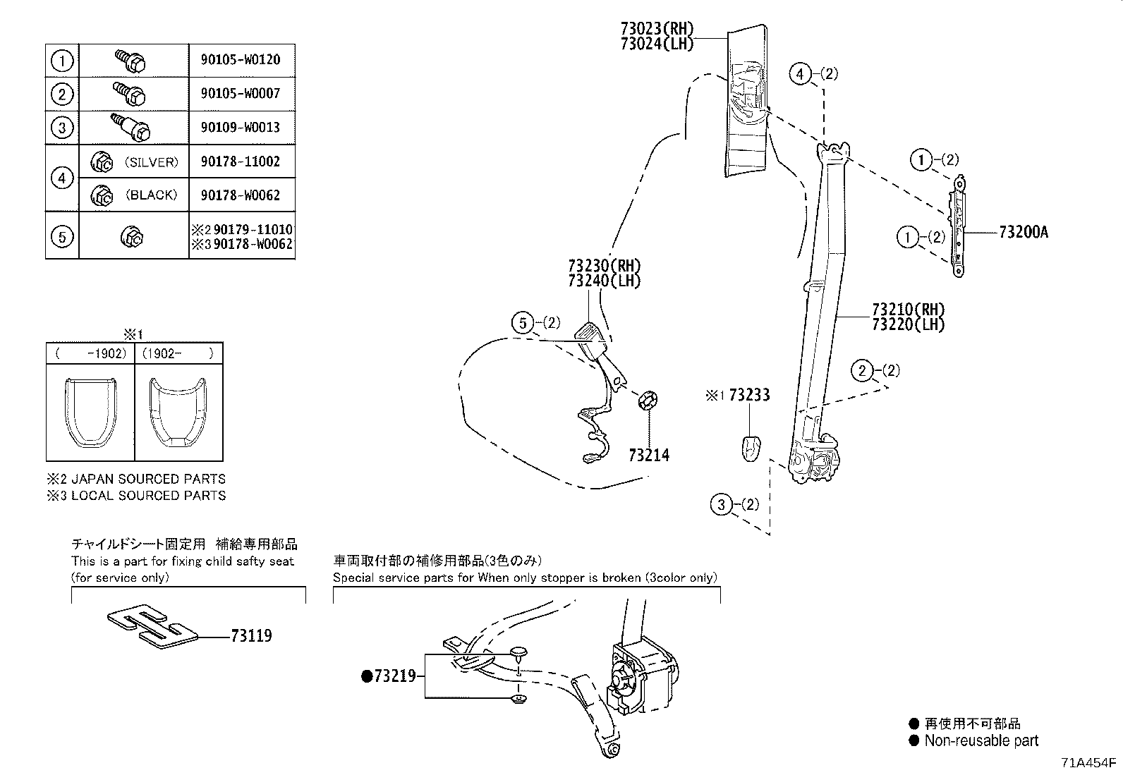 Toyota 73230-F4010-C2 BELT ASSY, FRONT SEAT INNER, RH