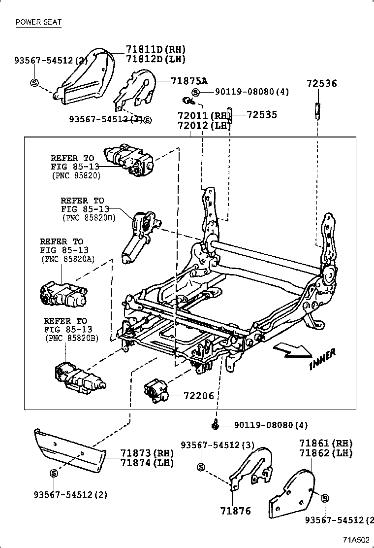 71017-60140 FRAME SUB-ASSY, REAR SEAT BACK, RH product image